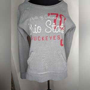 Ohio State Buckeyes Pullover Women Gray New Agenda Sweatshirt Kangaroo Pocket XL